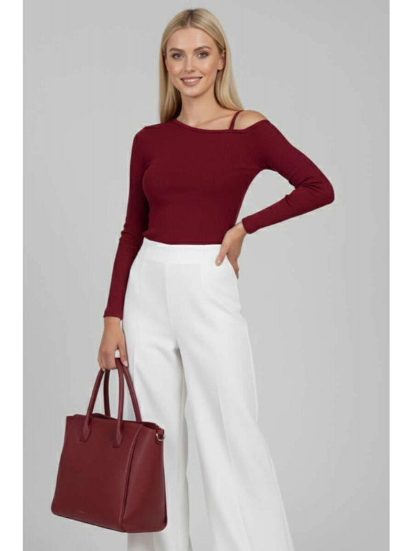 Tek Omuz İpli Bluz Bordo&hellip;