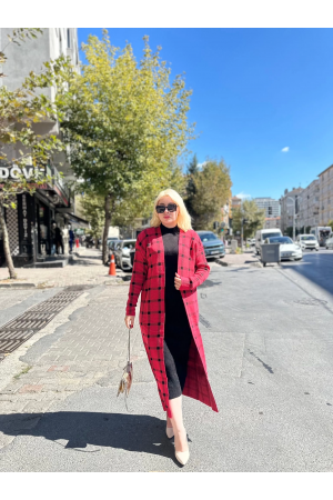 Triko Hırka elbise ikili takım kırmızıSiyah&hellip;