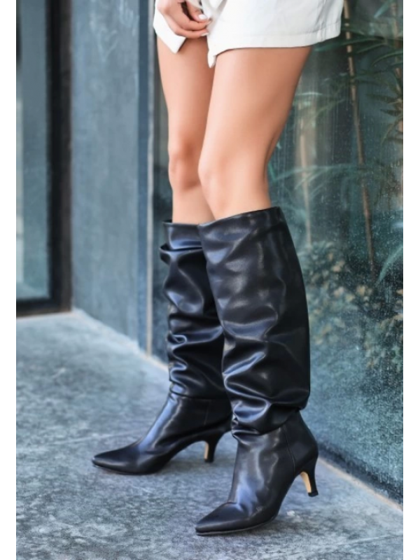 Zelya Siyah Cilt Topuklu Çizme&hellip;