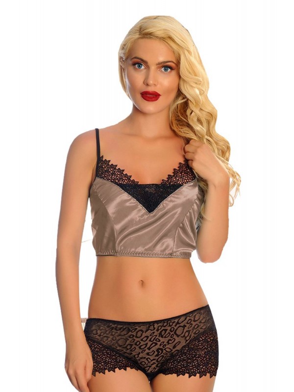 Vizon Saten Dantelli Babydoll Şortlu Takım&hellip;