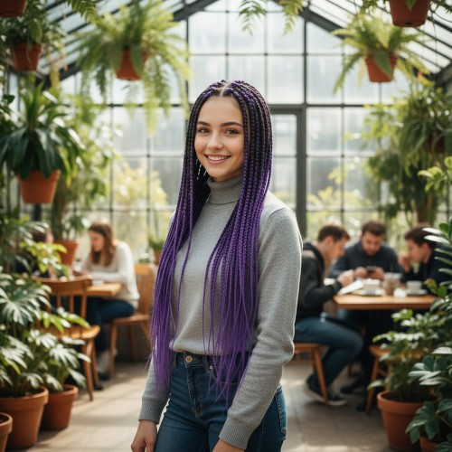 Afrika Örgüsü Ve Rasta İçin Sentetik Ombreli Saç / Siyah / Küllü Mor