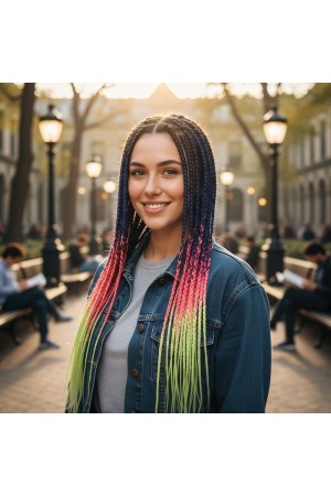 Afrika Örgüsü Ve Rasta İçin Sentetik Ombreli Saç / Mor / Pembe / Aç&hellip;