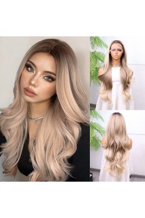 Kumral Platin Ombre ve Röfleli Bebek Saçlı Fiber Sentetik Tül Peruk&hellip;