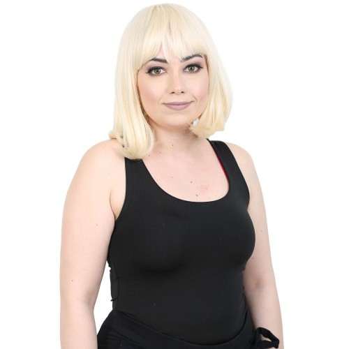 Kısa Küt Perçemli Fiber Sen Peruk / Platin