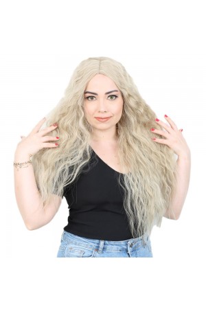 Kabarık Dalgalı Uzun Fiber Sentetik Peruk / Balköpüğü / Platin Röfl&hellip;