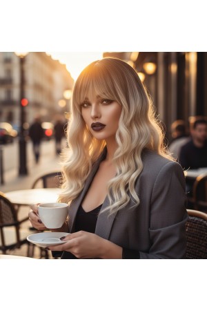 Dalgalı Kısa Perçemli Fiber Sentetik Peruk / Kahve / Platin Ombreli&hellip;