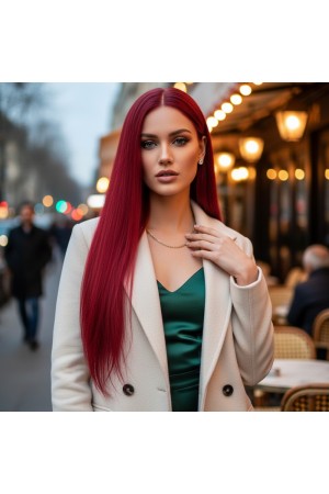 Gerçek Front Lace Tül Peruk / Düz / Kızıl 70/75cm&hellip;