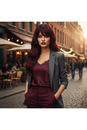 Dalgalı Perçemli Fiber Sentetik Orta Boy Peruk / Kızıl Kahve&hellip;