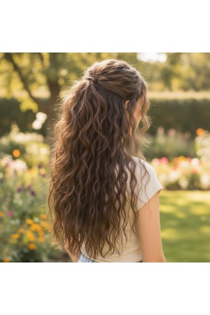 Fiber Sentetik Kabarık Dalgalı Yarım Ay + 2 Yan Çıt Çıt / Açık Ka&hellip;