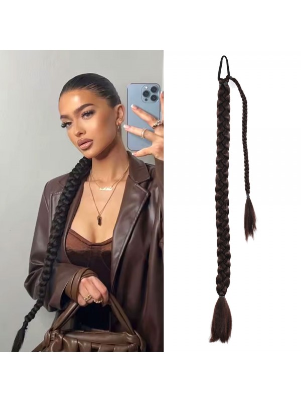 Üçlü Örgülü Tokalı Bağlamalı At Kuyruğu / Kahverengi&hellip;