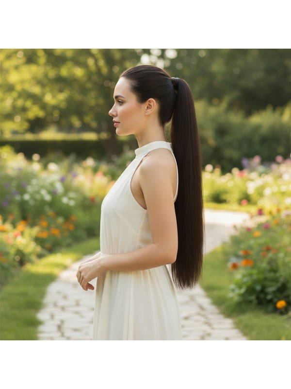 Lastik Tokalı At Kuyruğu Düz / Kızıl Kahve&hellip;