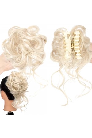 Tokalı Kuyruklu Dağınık Topuz  / Beyaz Platin&hellip;