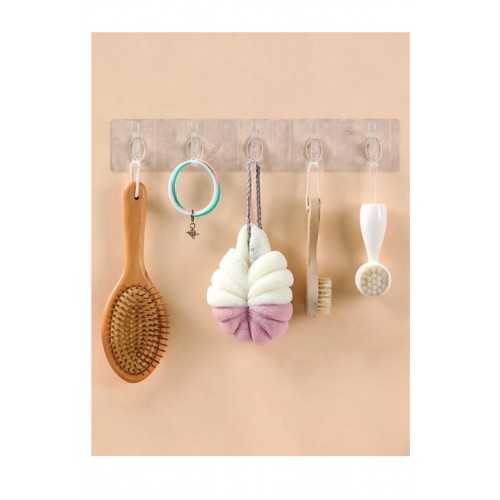 2 Adet Kendinden Yapışkanlı Güçlü Şeffaf 5li Askılık - Kapı Arkası Mutfak Duvar Banyo 2 Adet Kendinden Yapışkanlı Güçlü Şeffaf 5li Askılık - Kapı Arkası Mutfak Duvar Banyo