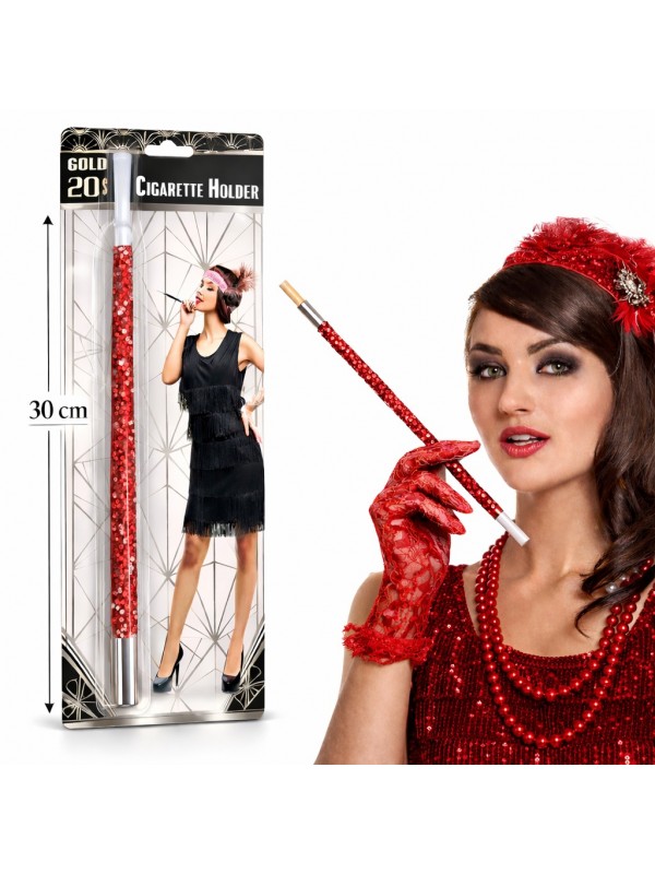 30 cm Kırmızı Payetli Sigara Tutacağı – 1920’ler Gatsby Parti Aks&hellip;