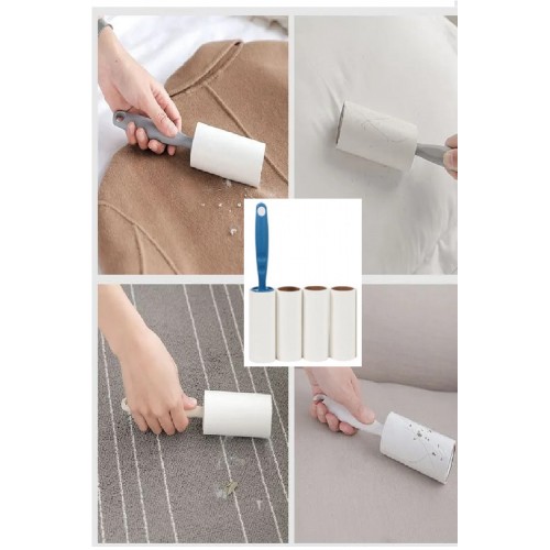 4 Yedekli Tüy Toplama Rulosu 240 Yaprak Evcil Hayvan Elbise Yatak Tüy  Toplayıcı