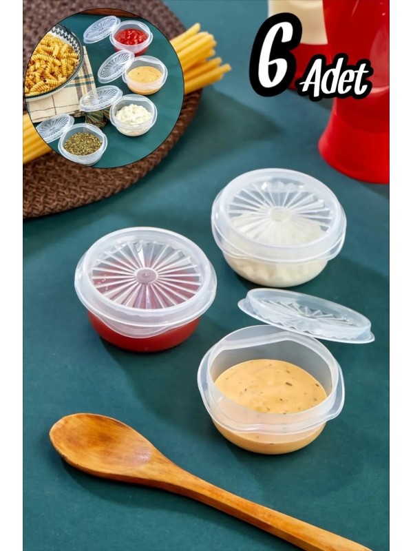 6 lı Yelpaze Kapaklı Şeffaf Mini Sosluk- Ketçap Mayonez Kabı- Kahve Y&hellip;