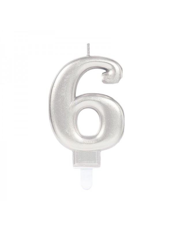 6 Rakam Mum Gümüş Renk… 6 Rakam Mum Gümüş Renk…