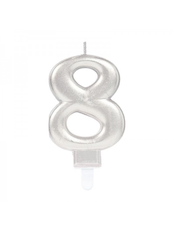 8 Rakam Mum Gümüş Renk… 8 Rakam Mum Gümüş Renk…