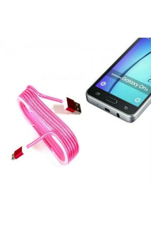 Android Örgü Şeklinde Renkli Çelik Şarj Data Kablosu - Pembe&hellip;