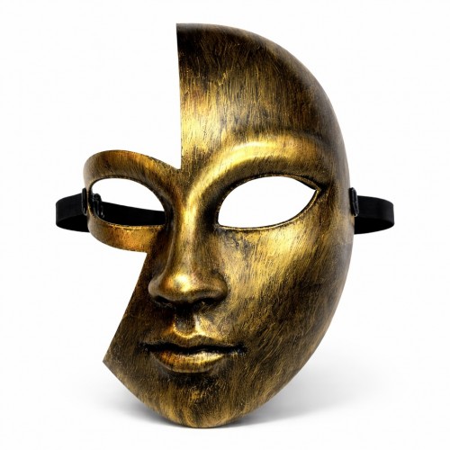 Antik Efektli Altın Yarım Yüz Plastik Parti Maskesi Antik Efektli Altın Yarım Yüz Plastik Parti Maskesi