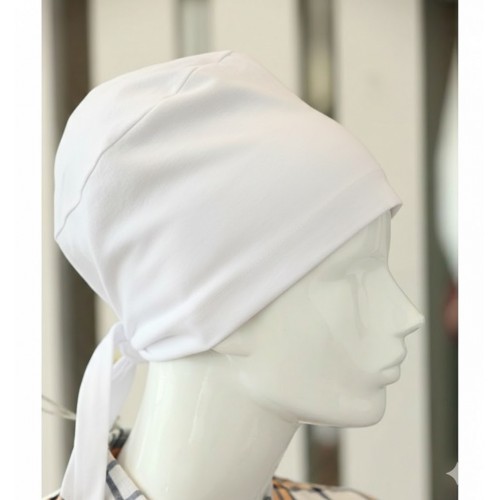 Bağlamalı Tesettür Bone - Bağlamalı Bandana Beyaz 5 Adet