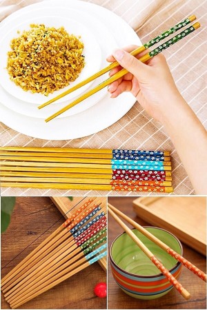 Bambu Chopstick Çubuk Yemek Çubuğu Yıkanabilir Tekrar Kullanılabilir &hellip;