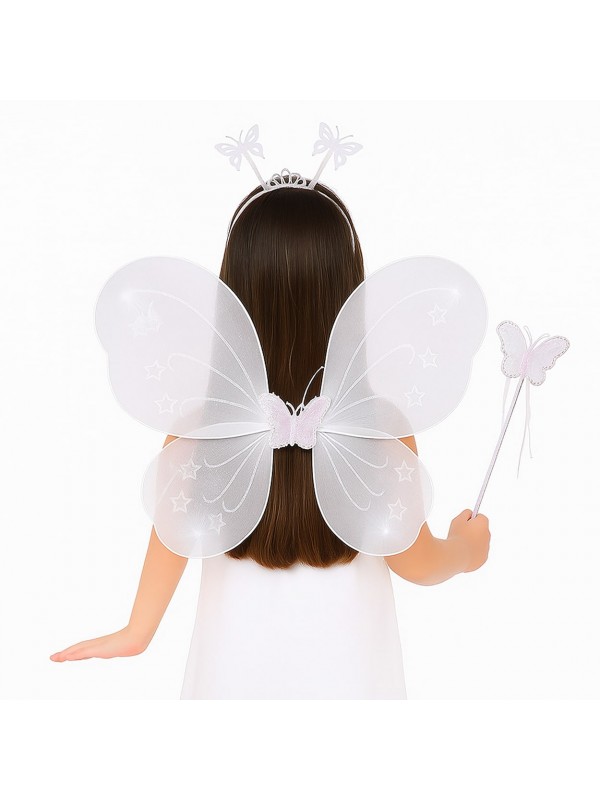Beyaz Kelebek Kız Seti – 50 cm Kelebek Kanadı, Taç ve Asa&hellip;
