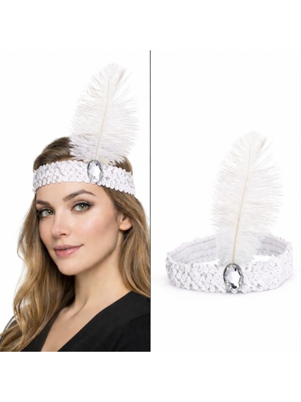 Beyaz Tüylü Retro Çarliston  Bandı - 70-80-90’lar Parti Tacı&hellip;