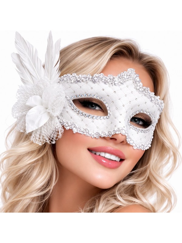 Beyaz Tüylü Venedik Lüks B Maskesi… Beyaz Tüylü Venedik Lüks B Maskesi…