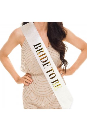 Beyaz Üzeri Altın Büyük Bride To Be Yazılı Simli Işıltılı Kuşak&hellip;