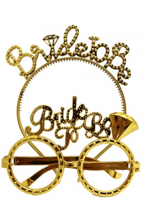 Bride To Be Yazılı Taç ve Bride To Be Yazılı Gözlük Seti Altın Ren&hellip;