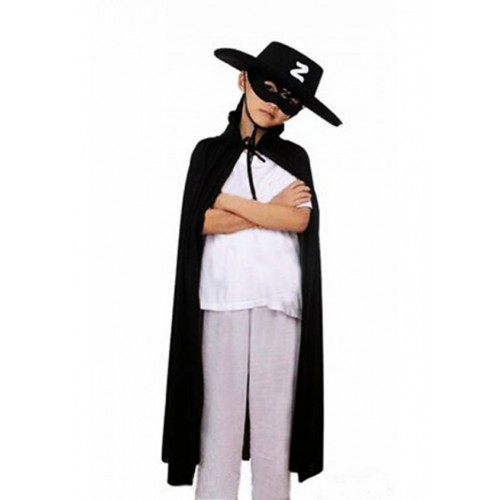 Çuk Boy Zorro Pelerin + Şapka + Maske Kostüm Seti