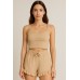 Crop Takım - Askılı Crop Takım Likralı Bej (XL)