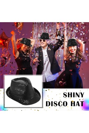 Disko Star Siyah Payetli Fötr Şapka Yetişkin Boy&hellip;
