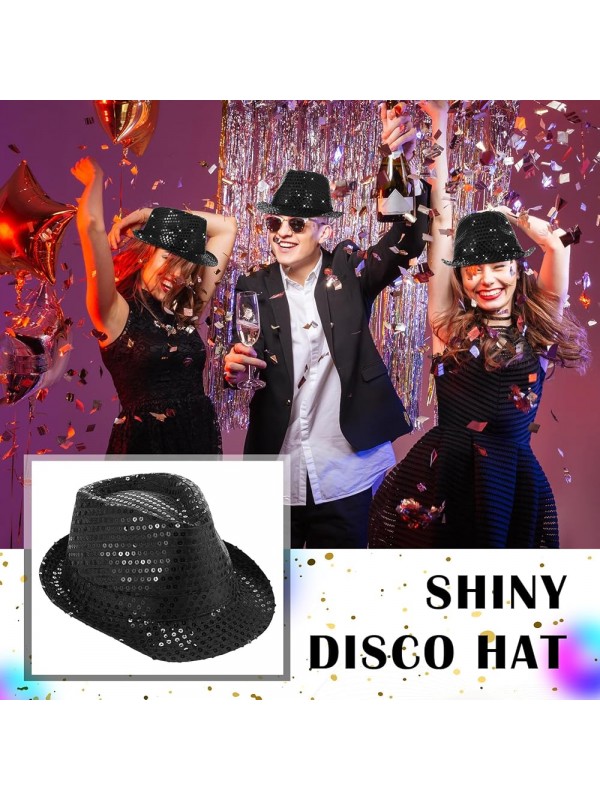 Disko Star Siyah Payetli Fötr Şapka Yetişkin Boy&hellip;