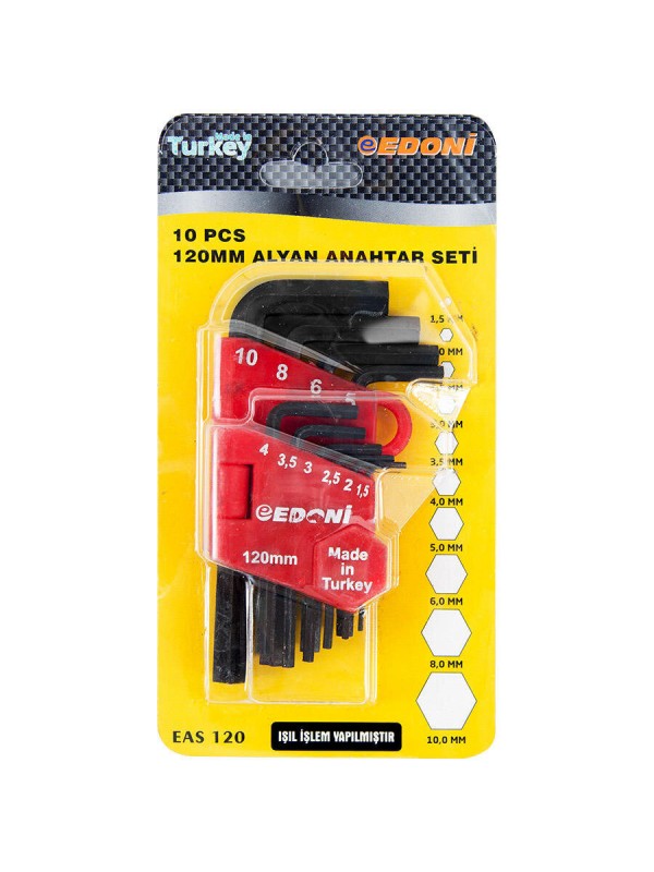 Edoni 120 mm 10 Parça Alyan Seti Siyah&hellip;