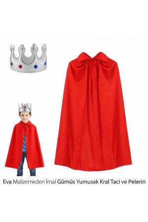 Eva Malzemeden Gümüş Yumuşak Kral Tacı ve Kırmızı Pelerin Seti… Eva Malzemeden Gümüş Yumuşak Kral Tacı ve Kırmızı Pelerin Seti…