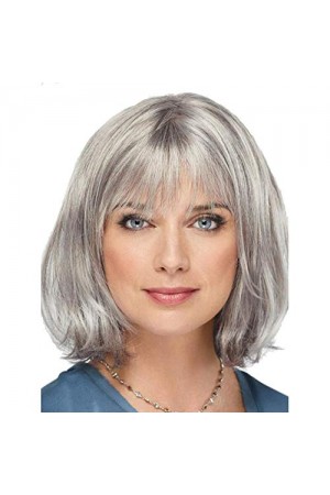 Gri Renk Yaşlı Peruğu Kısa Saç Kısa Peruk Gri Teyze Peruğu&hellip;