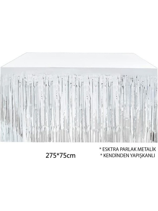 Gümüş Metalize Masa Eteği 275x75 cm – Kendinden Yapışkanlı&hellip;