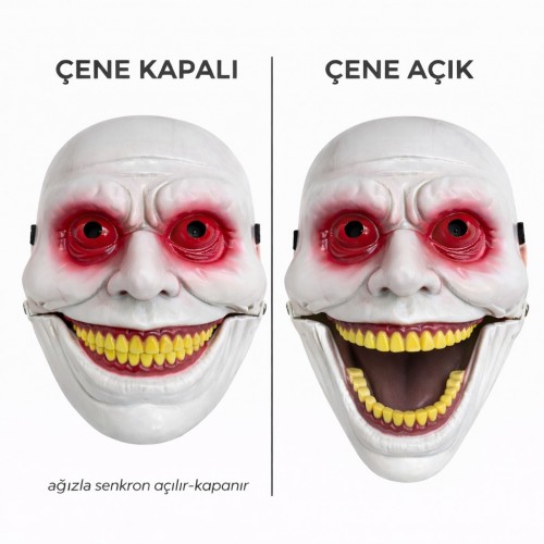 Hareketli Çene Mekanizmalı Korku Maskesi Kırmızı Hareketli Çene Mekanizmalı Korku Maskesi Kırmızı