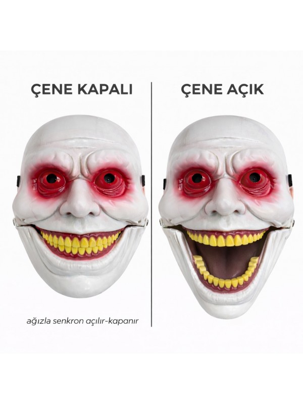 Hareketli Çene Mekanizmalı Korku Maskesi Kırmızı… Hareketli Çene Mekanizmalı Korku Maskesi Kırmızı…