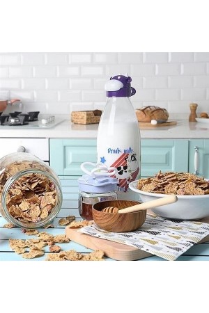 İnek Tasarımlı Sevimli Cam Suluk - Süt Şişesi 1000 ML&hellip;
