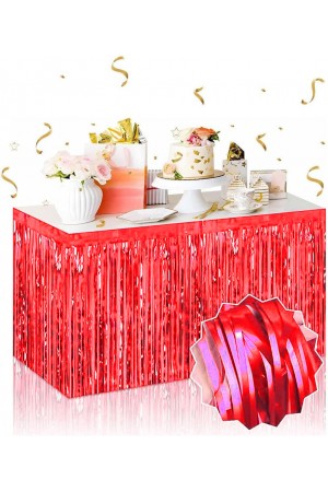 Kendinden Yapışkanlı Kırmızı Metalize Püsküllü Masa Eteği – 75&hellip;