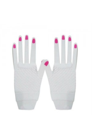 Kısa Fosforlu File Eldiven - Beyaz&hellip;