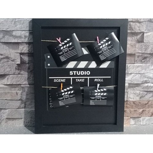 Klaket Tasarımlı İpli ve Mandallı Fotoğraf Çerçevesi No: 2 Klaket Tasarımlı İpli ve Mandallı Fotoğraf Çerçevesi No: 2