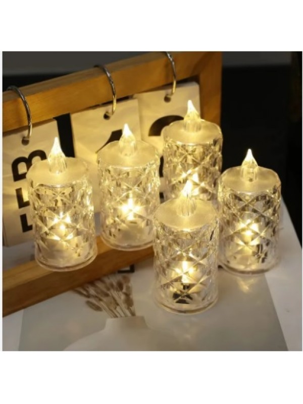Led Mum Şeffaf Kristal LED Mum Pilli Alevsiz Çay Mumu Düğün Doğum G�&hellip;