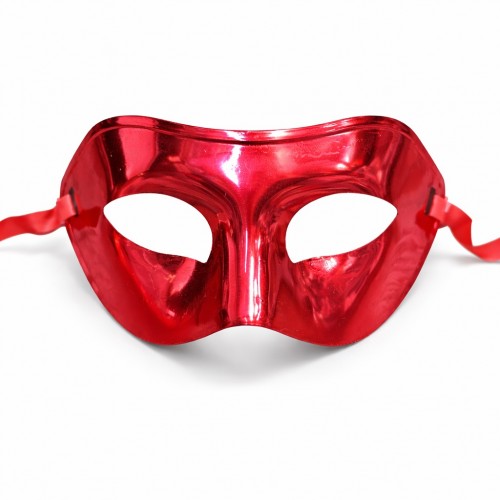 Metalize Parlak Parti Maskesi Kırmızı Renk 16x7 cm