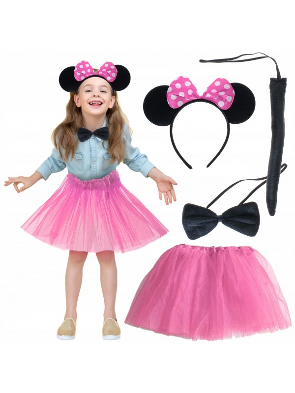 Minnie Kostüm Seti (Pembe Tütü Etek + Pembe Taç + Papyon + Kuyruk)&hellip;