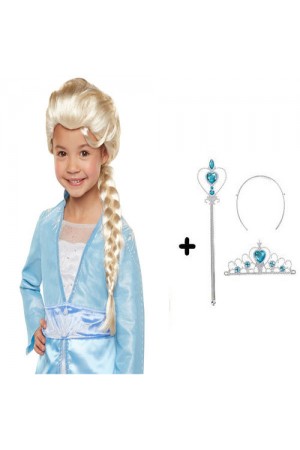 Örgülü Karlar Ülkesi Frozen Elsa Peruğu Tacı ve Sopası Çuk Boy&hellip;