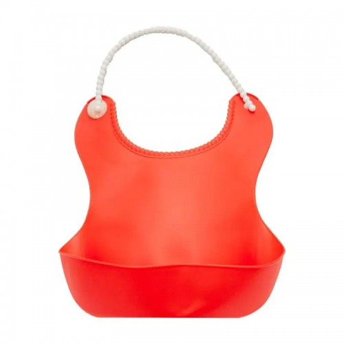 Pelikan Silikon  Önlüğü / Silikon Hazneli Bebek  Önlüğü - Kırmızı